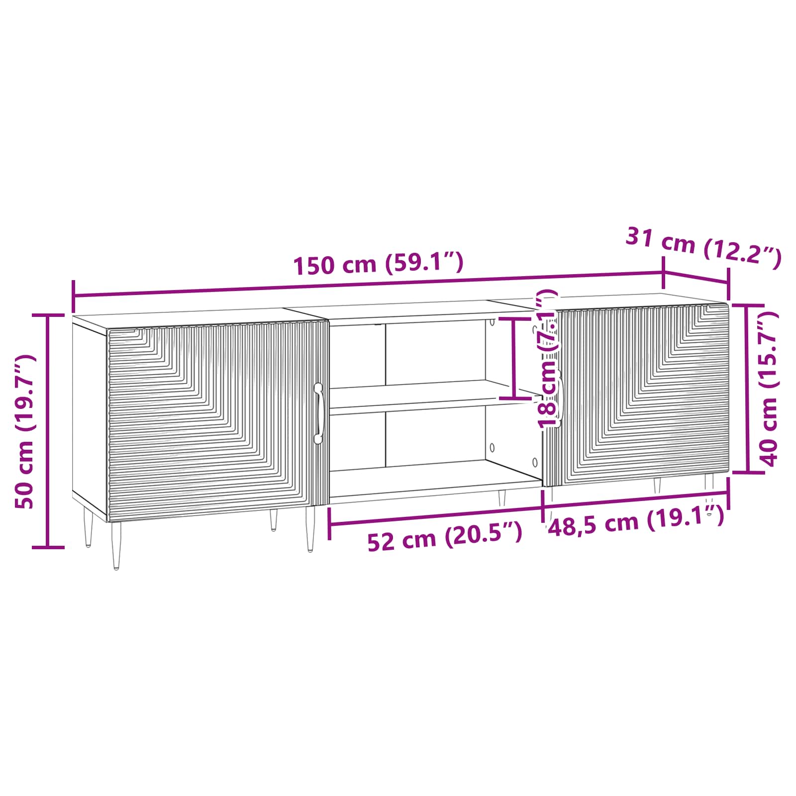 Mobile TV Bianco 150 x 31 x 50 cm Legno ingegnerizzato | homemem39