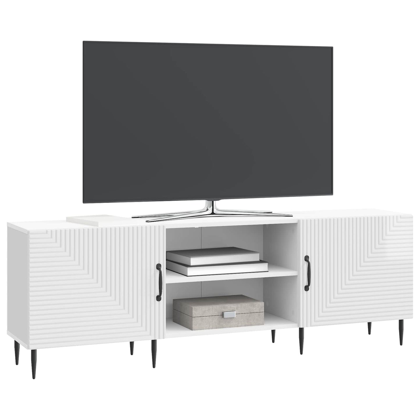 Mobile TV Bianco Lucido 150 x 31 x 50 cm Legno ingegnerizzato | homemem39