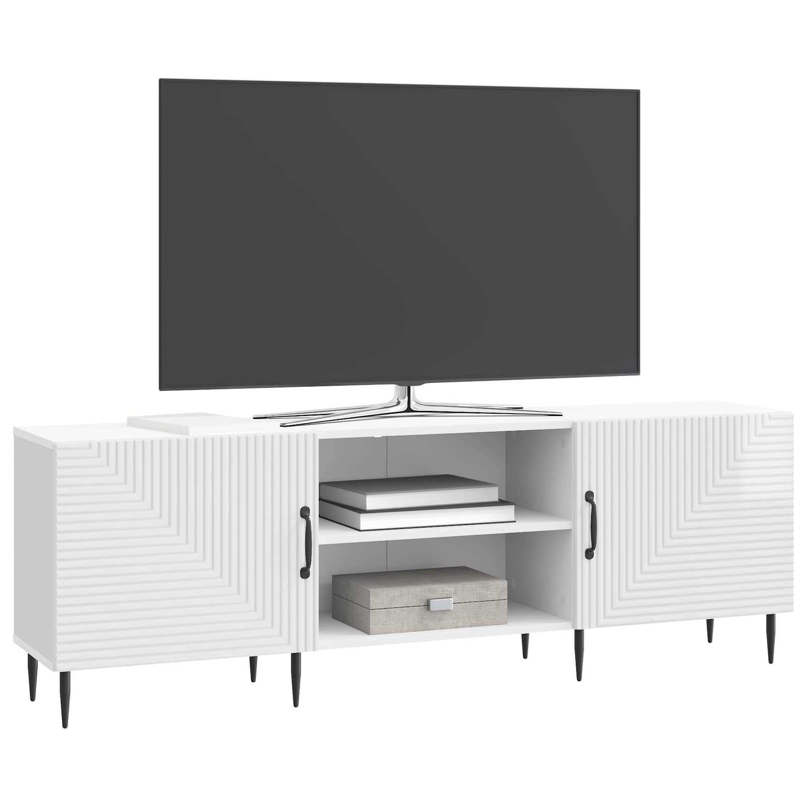 Mobile TV Bianco Lucido 150 x 31 x 50 cm Legno ingegnerizzato | homemem39