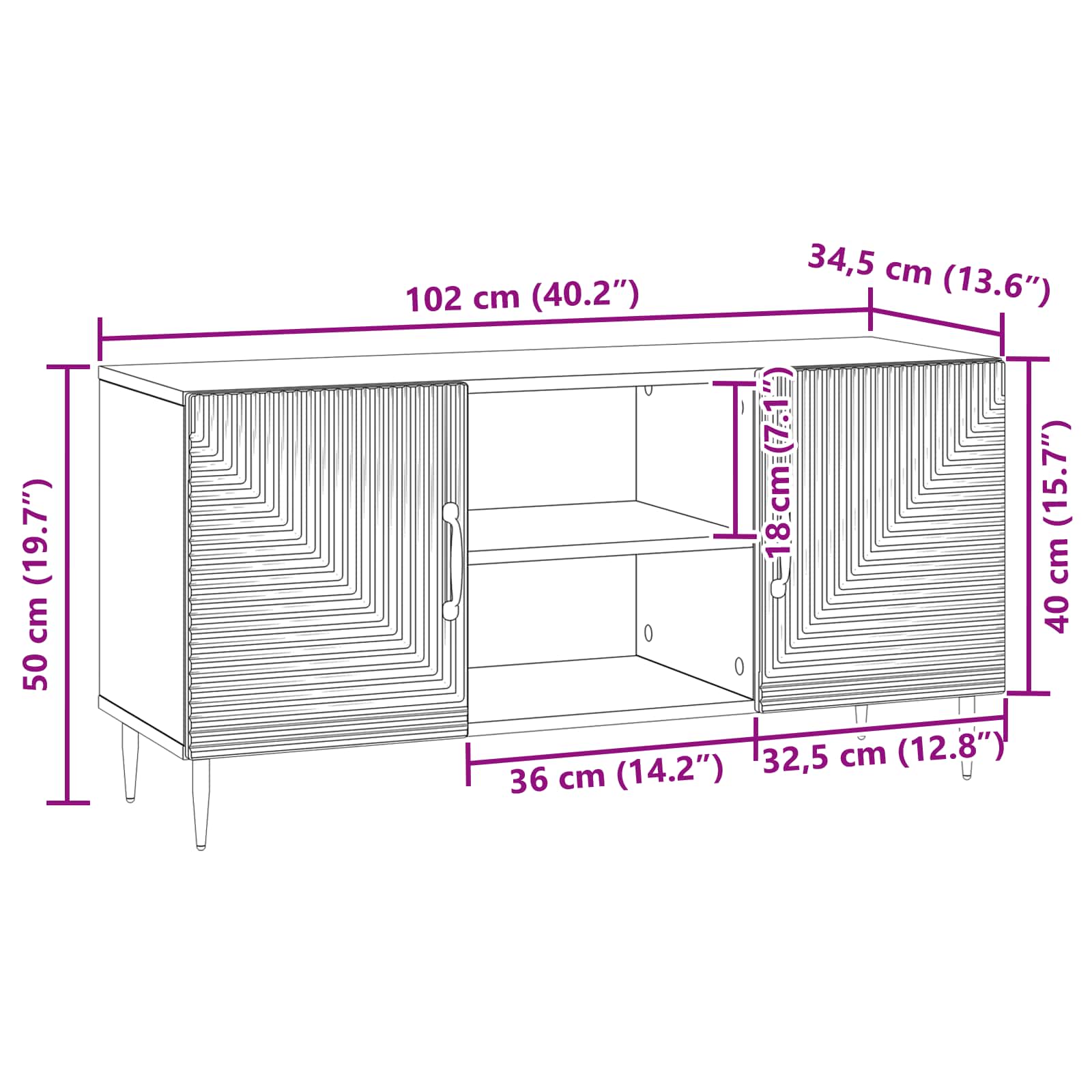 Mobile TV Rovere Sonoma 102 x 34,5 x 50 cm Legno ingegnerizzato | homemem39