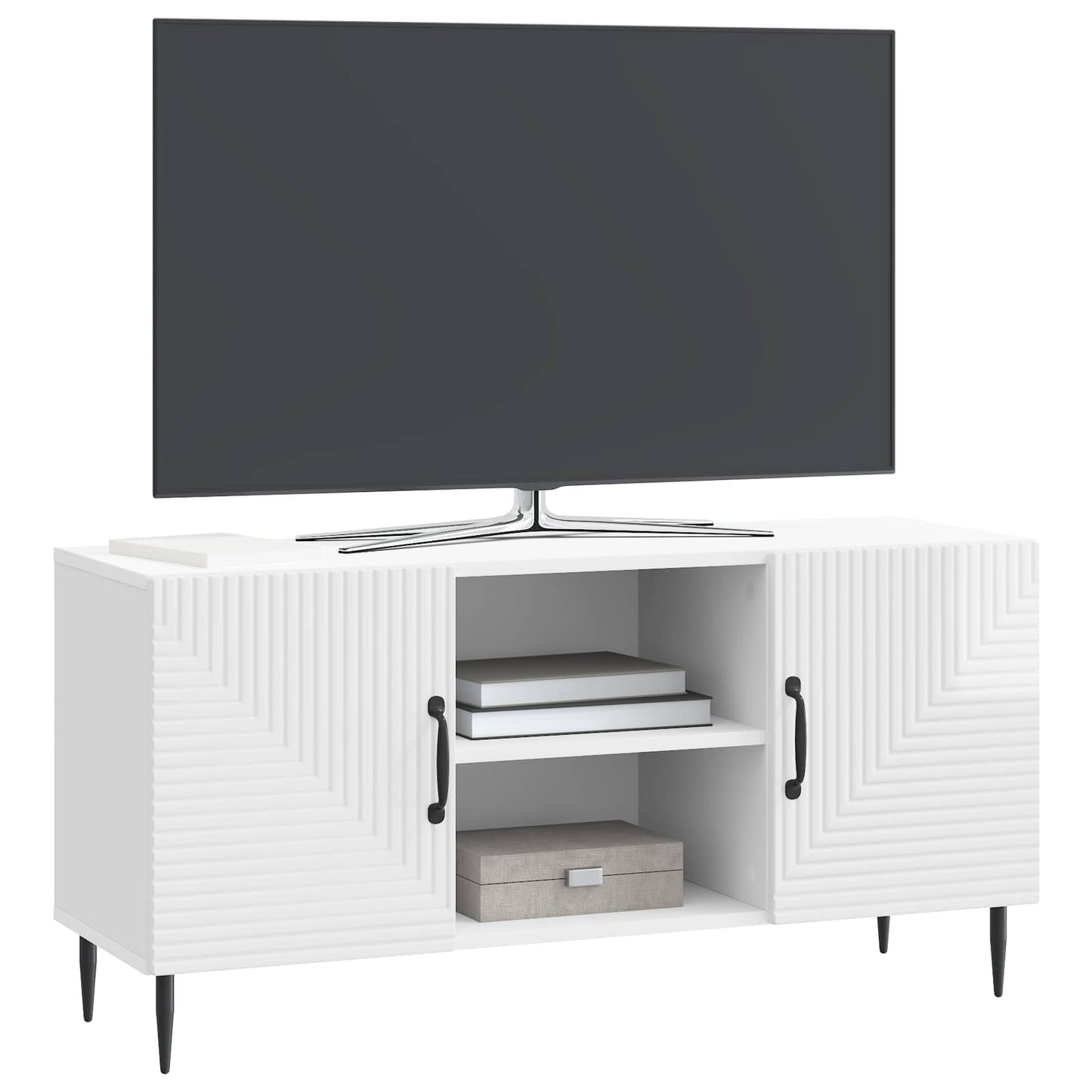 Mobile TV Bianco Lucido 102 x 34,5 x 50 cm Legno ingegnerizzato | homemem39
