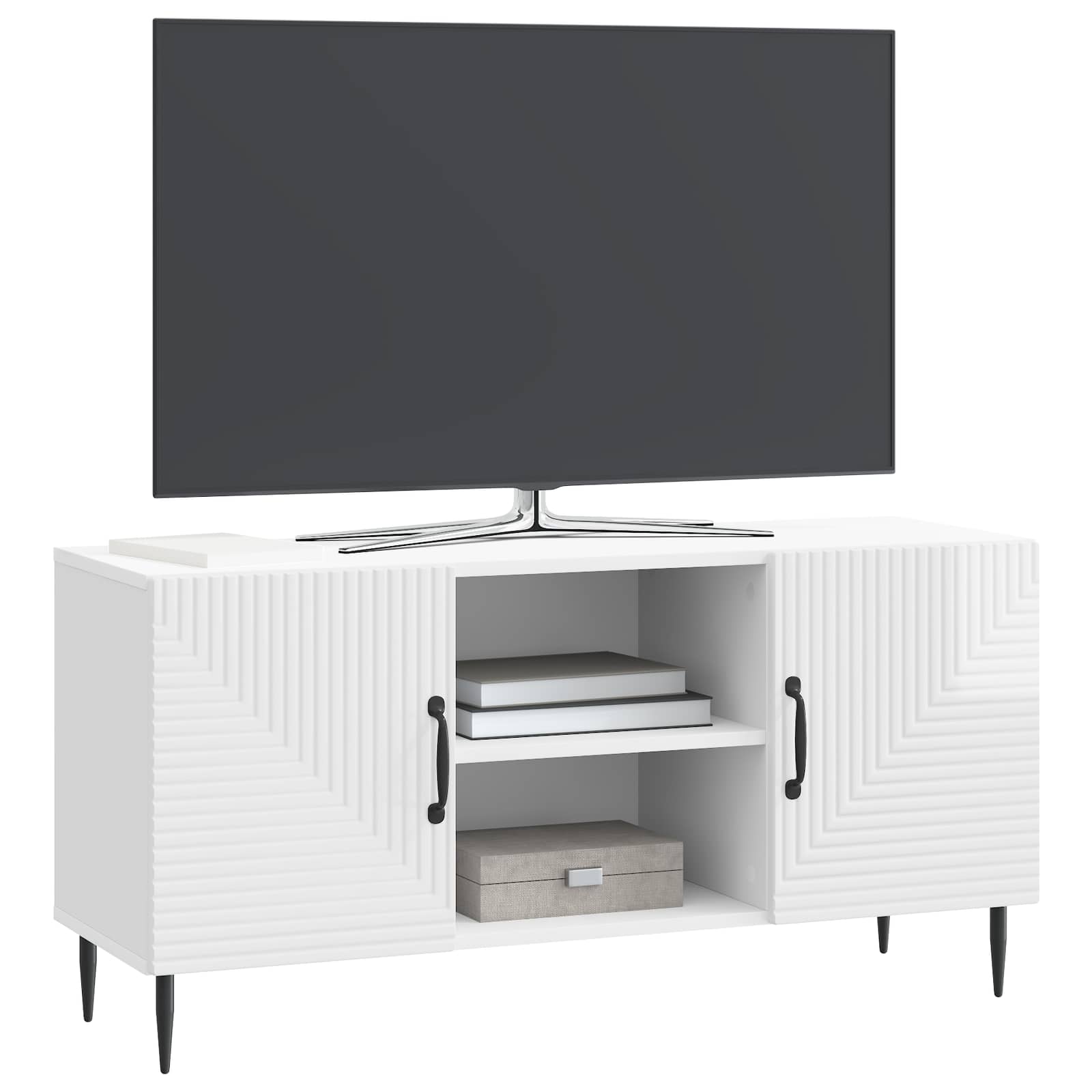 Mobile TV Bianco Lucido 102 x 34,5 x 50 cm Legno ingegnerizzato | homemem39