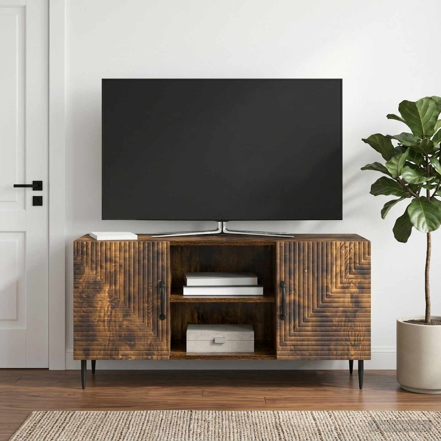 Mobile TV Rovere Fumo 102 x 34,5 x 50 cm Legno ingegnerizzato