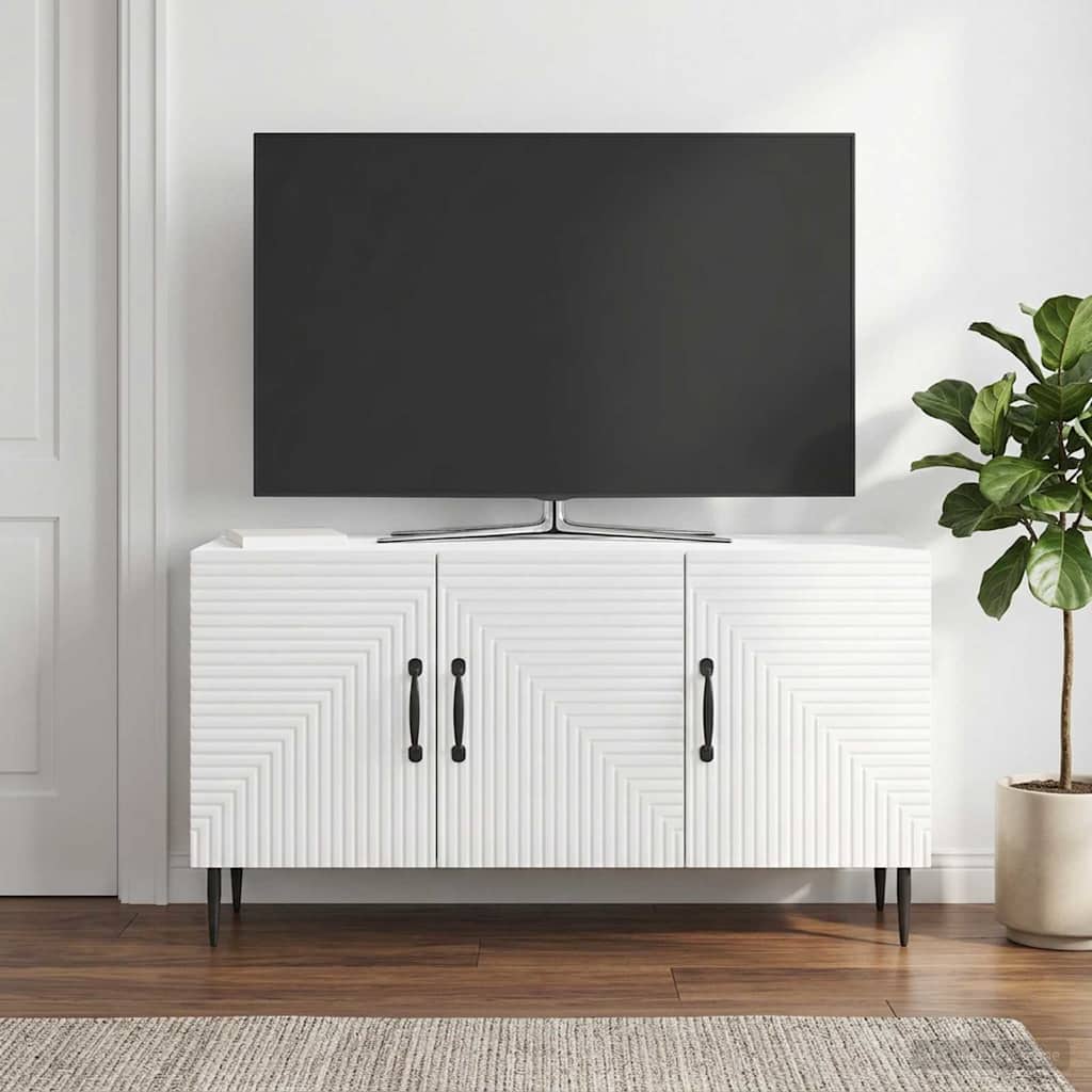Mobile TV Bianco Lucido 99 x 34,5 x 50 cm Legno ingegnerizzato