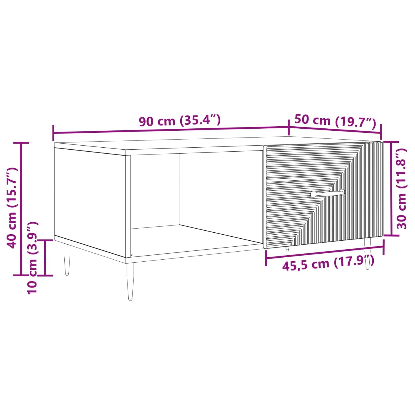 Tavolino da salotto Nero 90 x 50 x 40 cm Legno ingegnerizzato | homemem39