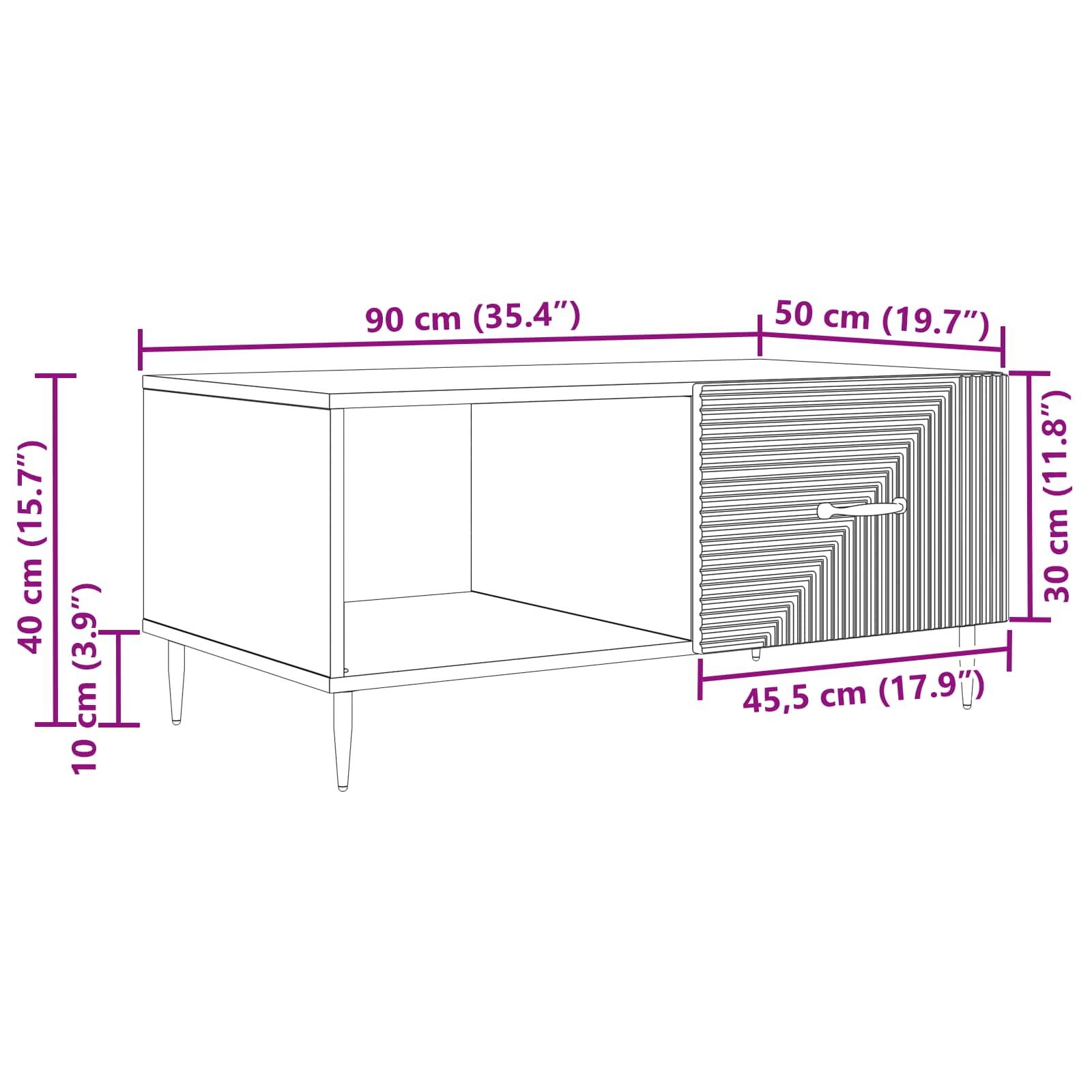 Tavolino da salotto Rovere Sonoma 90 x 50 x 40 cm | homemem39