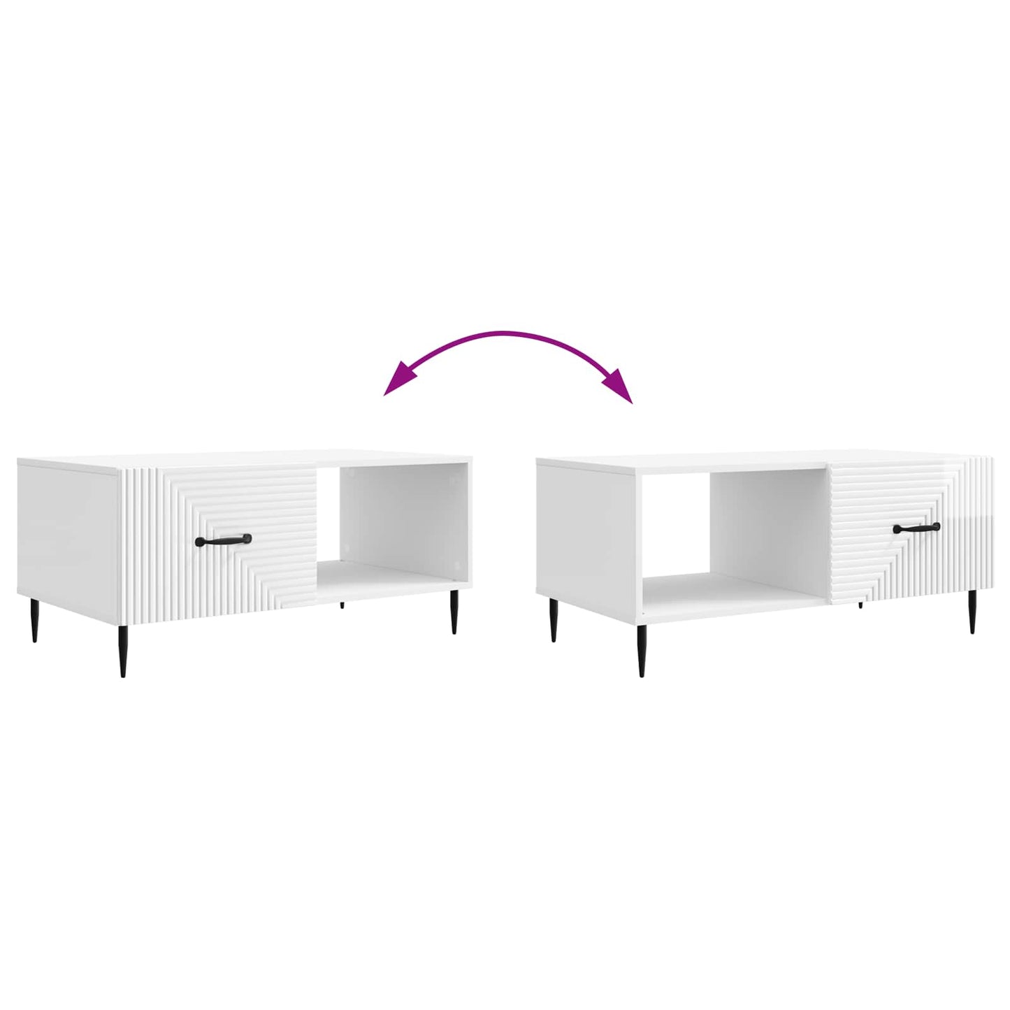 Tavolino da salotto Bianco Lucido 90 x 50 x 40 cm | homemem39