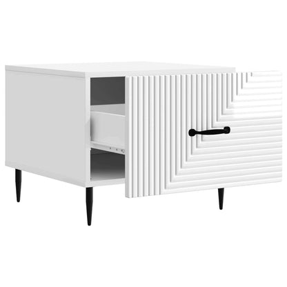 Tavolino da salotto con cassetto Bianco Lucido 49 x 50 x 40 cm | homemem39