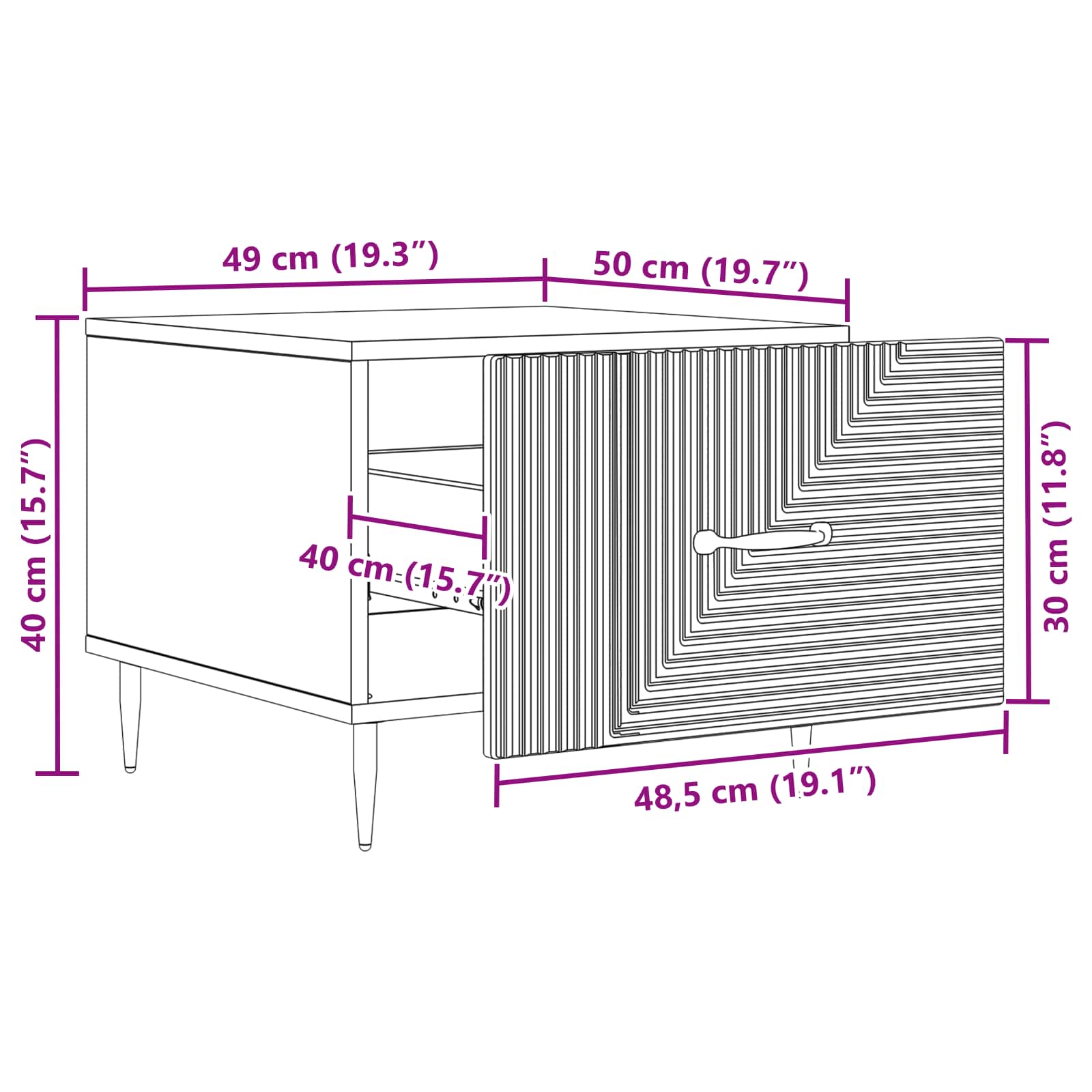 Tavolino da salotto con cassetto Rovere Fumo 49 x 50 x 40 cm | homemem39