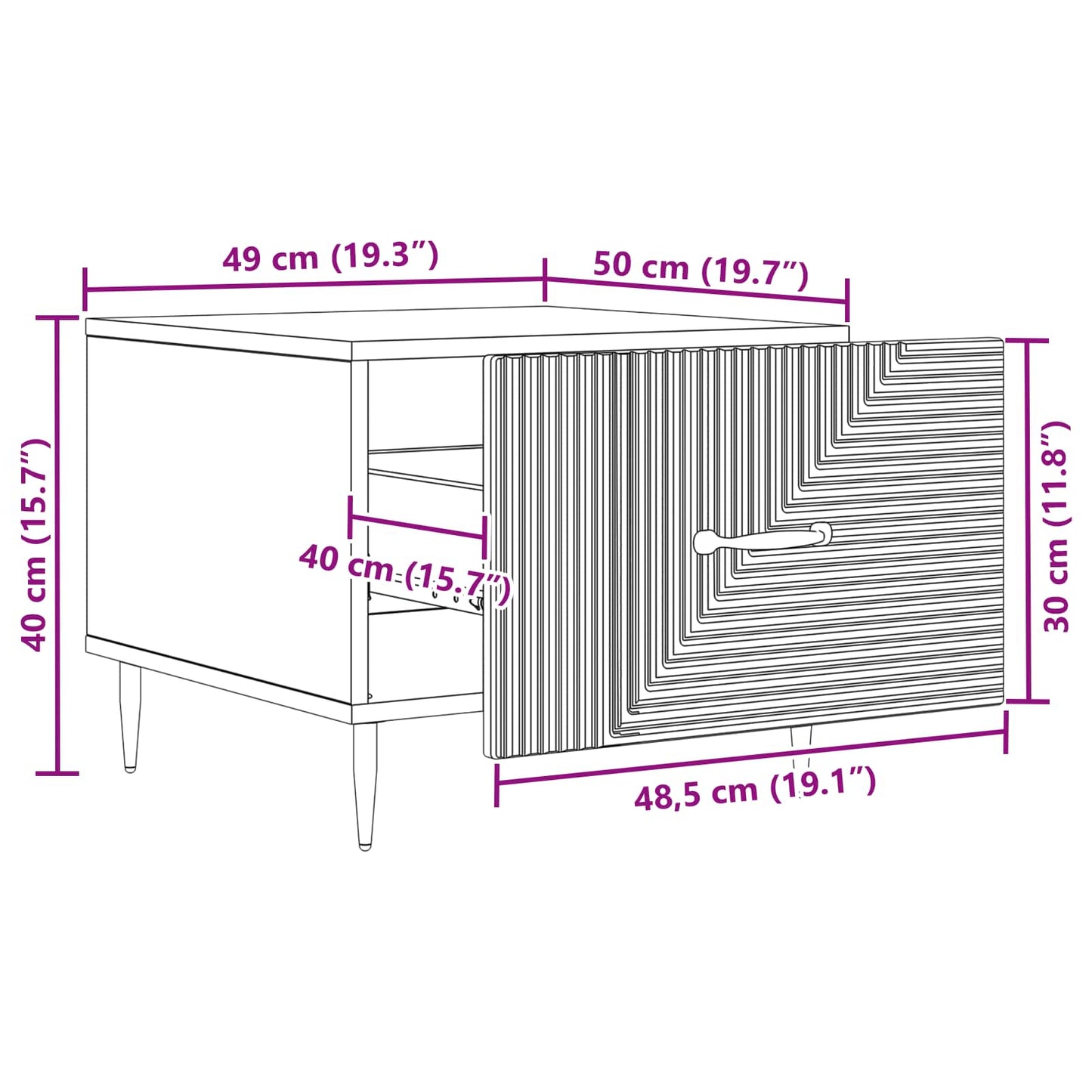 Tavolino da salotto con cassetto Grigio Sonoma 49 x 50 x 40 cm | homemem39