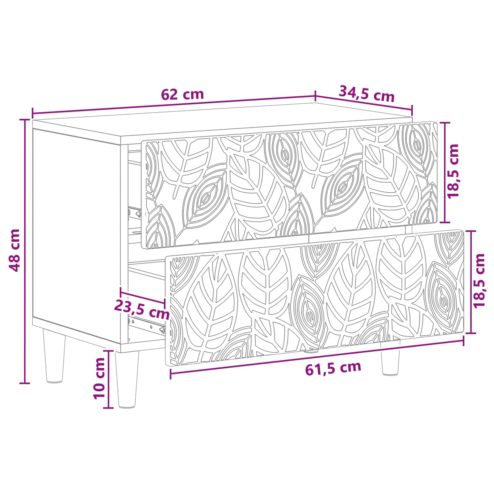 Comodino Sonoma grigio 62 x 34,5 x 48 cm Legno ingegnerizzato | homemem39