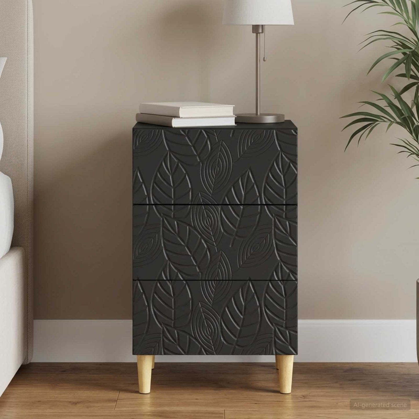 Comodino Nero 43 x 39,5 x 66,5 cm Legno ingegnerizzato | homemem39