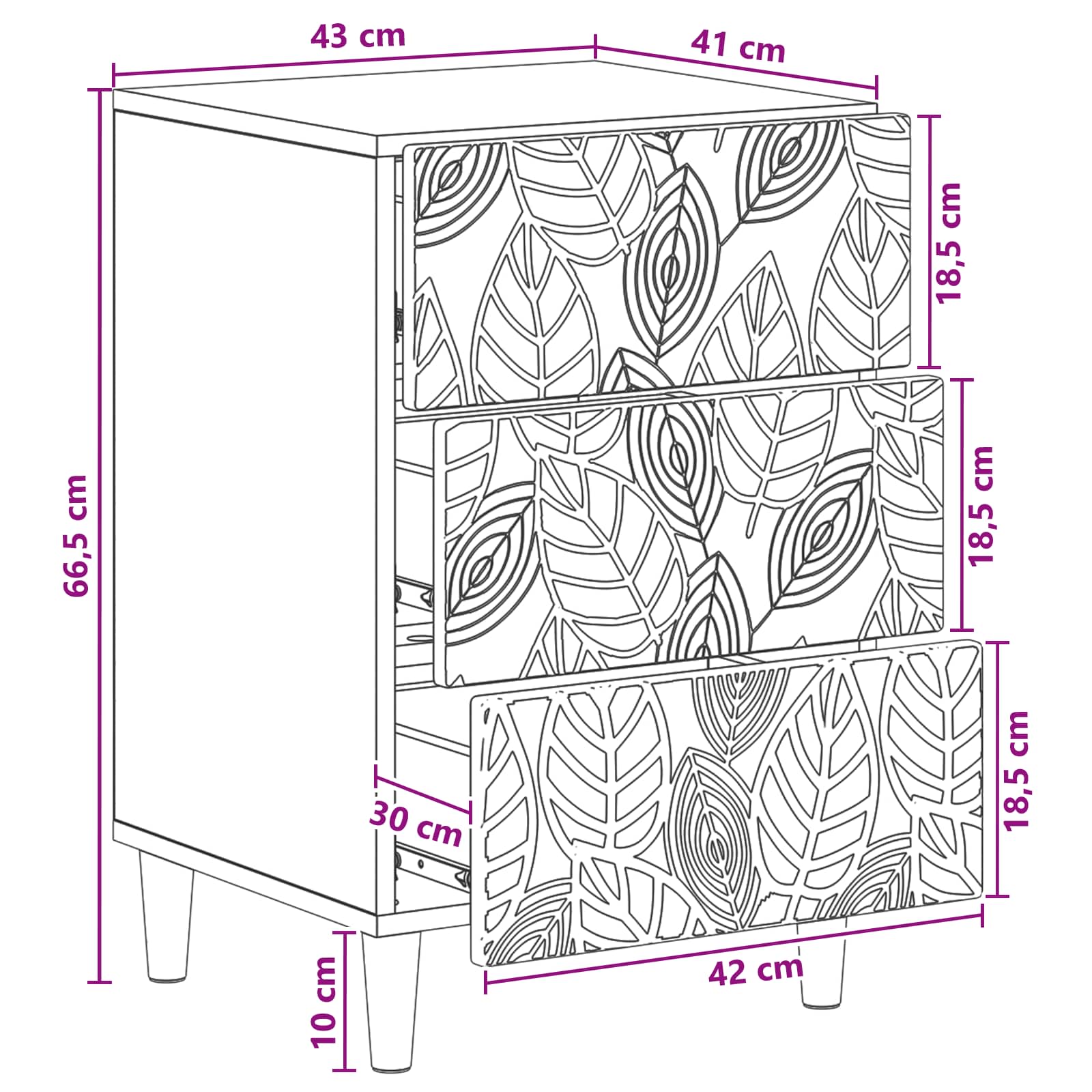 Comodino Grigio Cemento 43 x 39,5 x 66,5 cm | homemem39