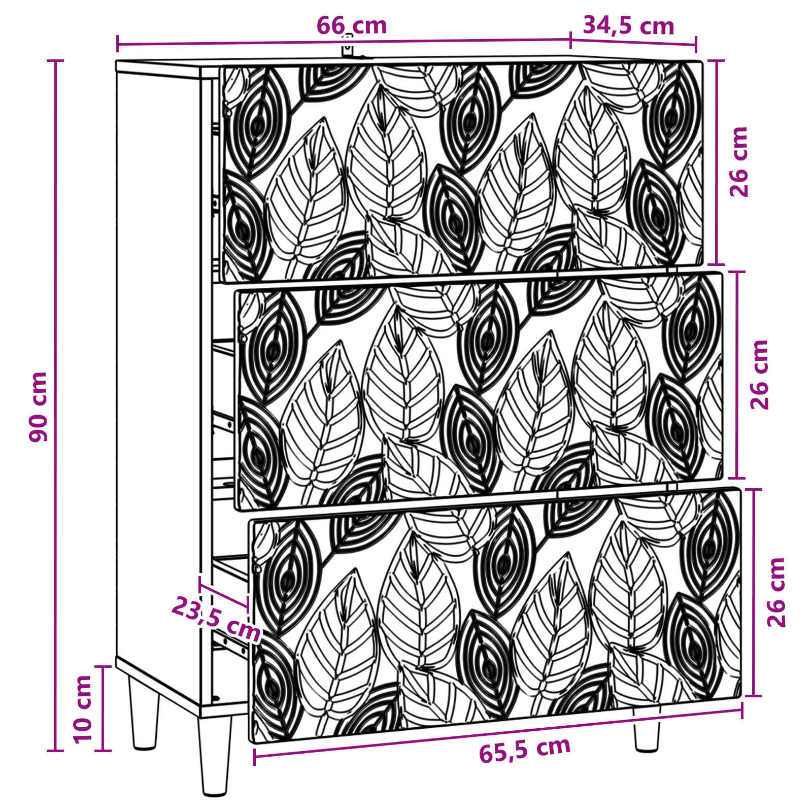 Mobile con Cassetti Grigio Cemento 66 x 34,5 x 90 cm | homemem39