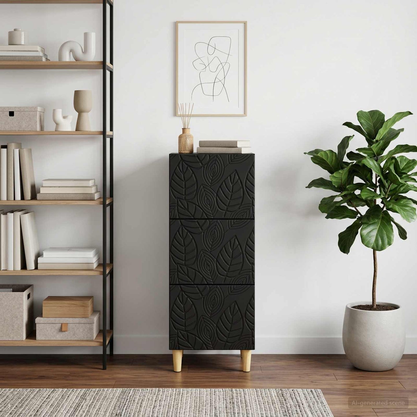 Mobile con Cassetti Nero 33 x 34,5 x 90 cm Legno ingegnerizzato | homemem39