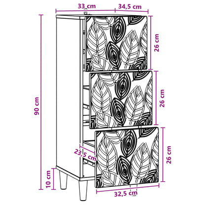 Mobile con Cassetti Rovere Fumo 33 x 34,5 x 90 cm | homemem39