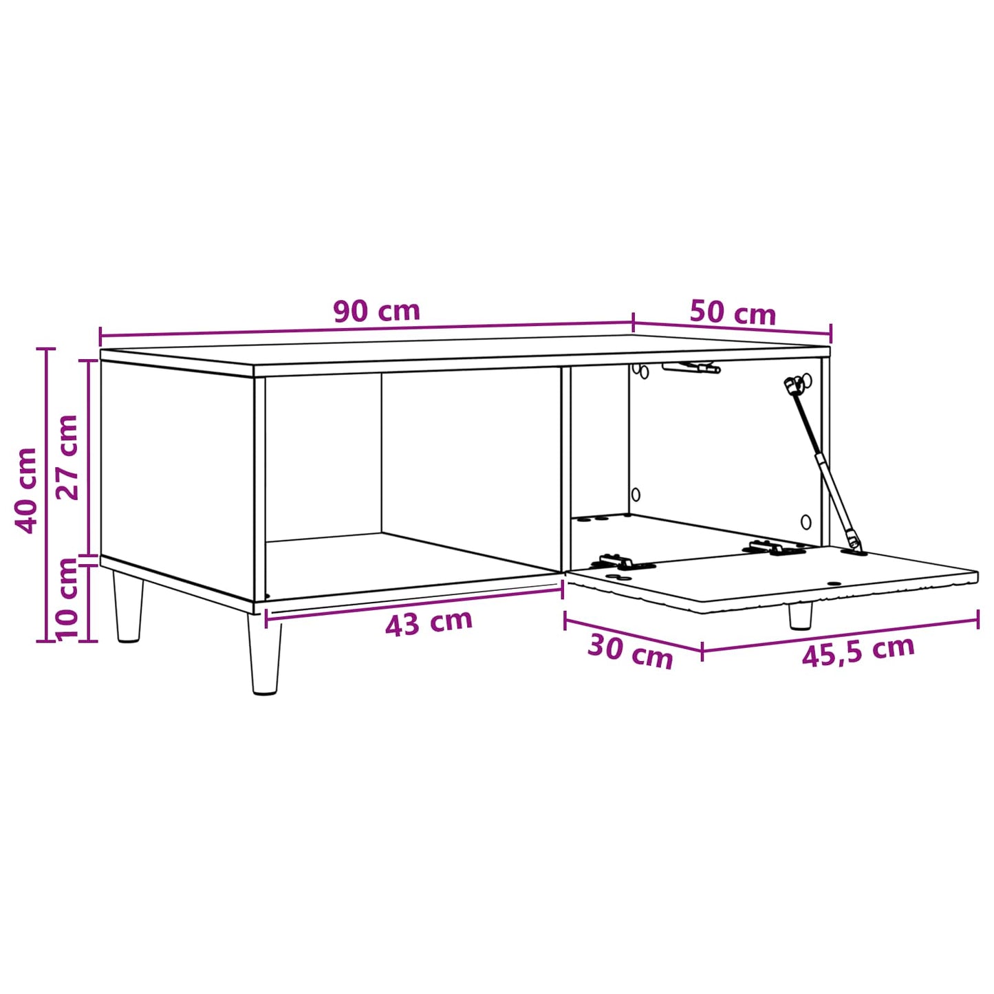 Tavolino da salotto Legno antico 90 x 50 x 40 cm | homemem39