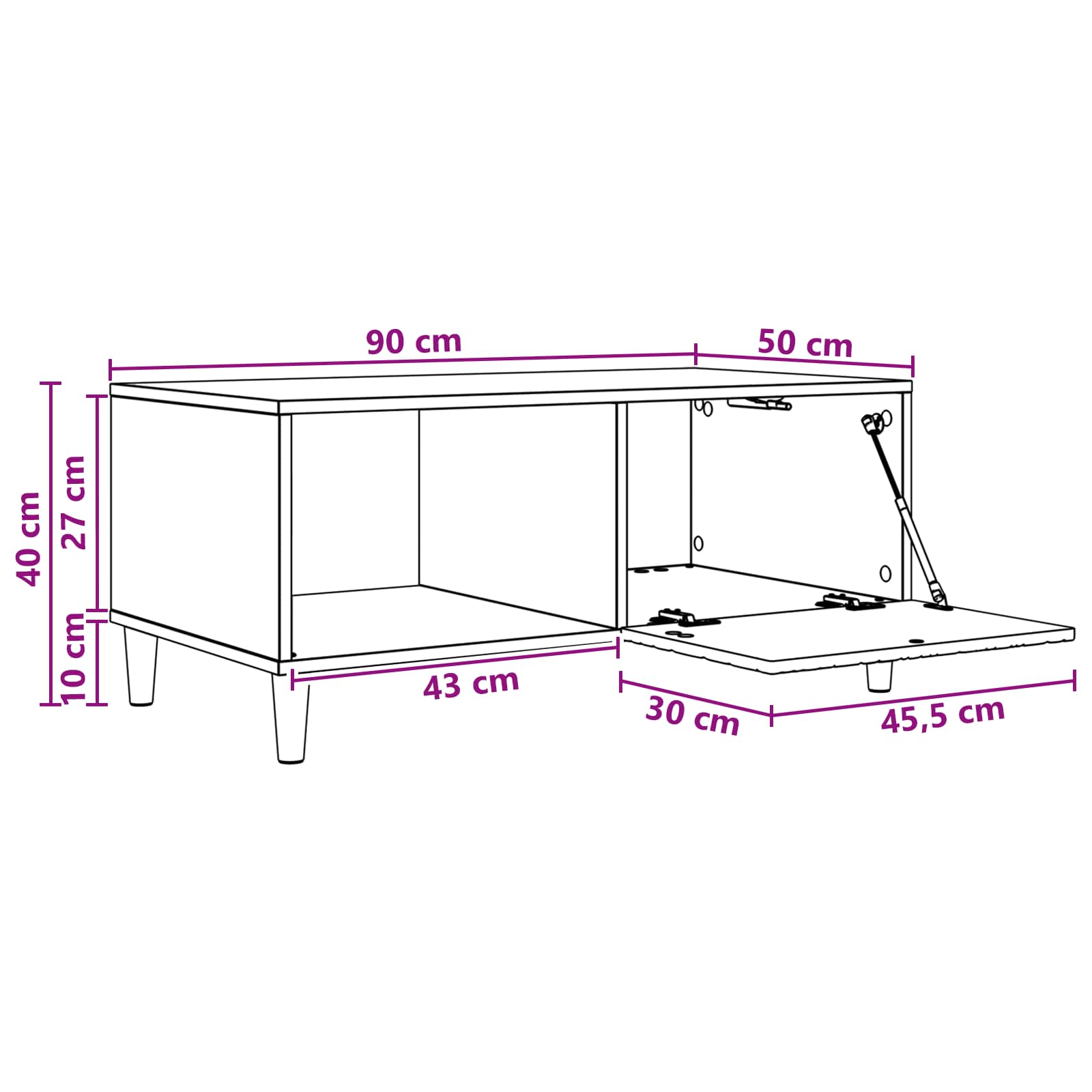 Tavolino da salotto Legno antico 90 x 50 x 40 cm | homemem39