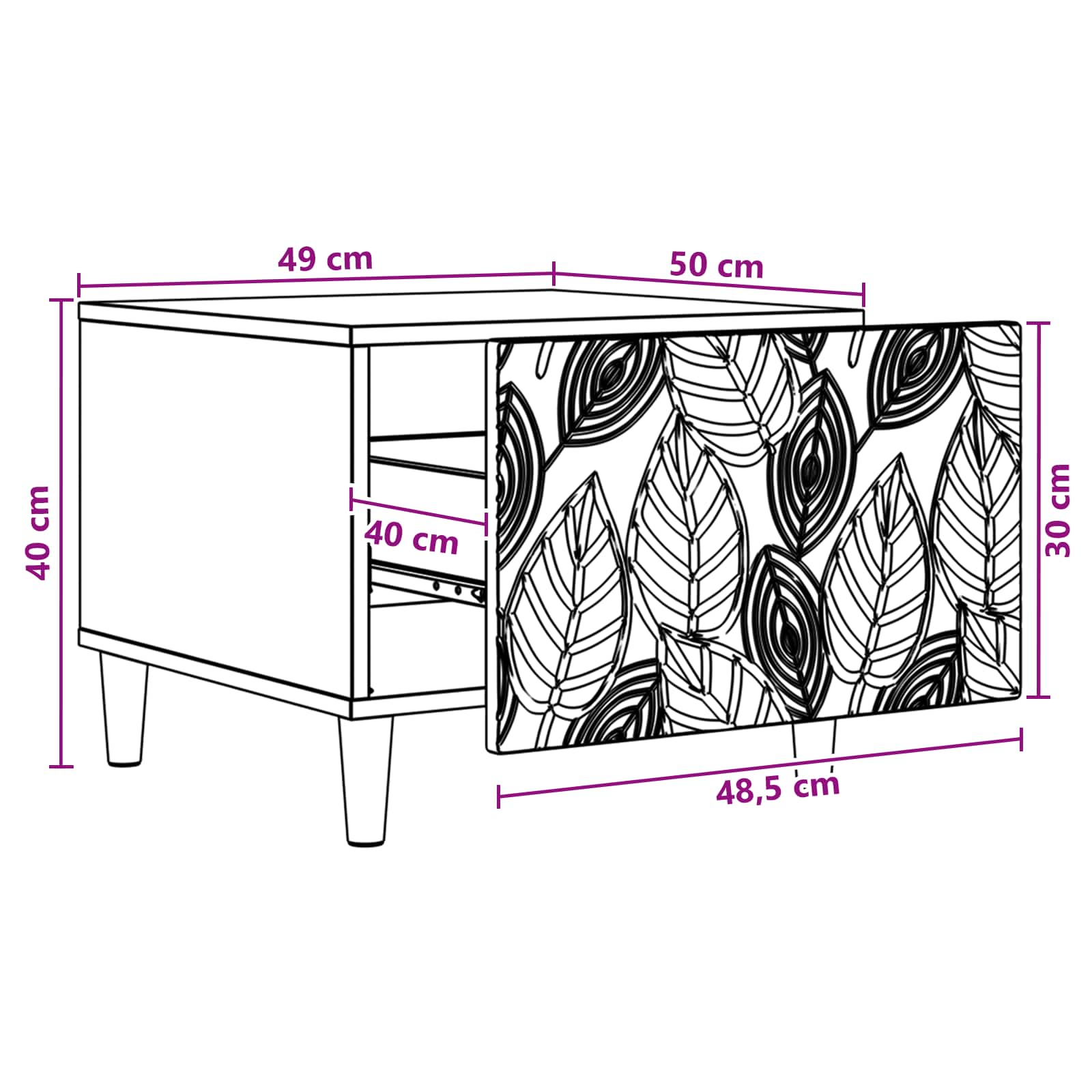 Tavolino da salotto Rovere Fumo 50 x 49 x 40 cm | homemem39