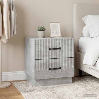 Armadio da Notte 2 pz Grigio Cemento 43 x 34,5 x 44,5 cm