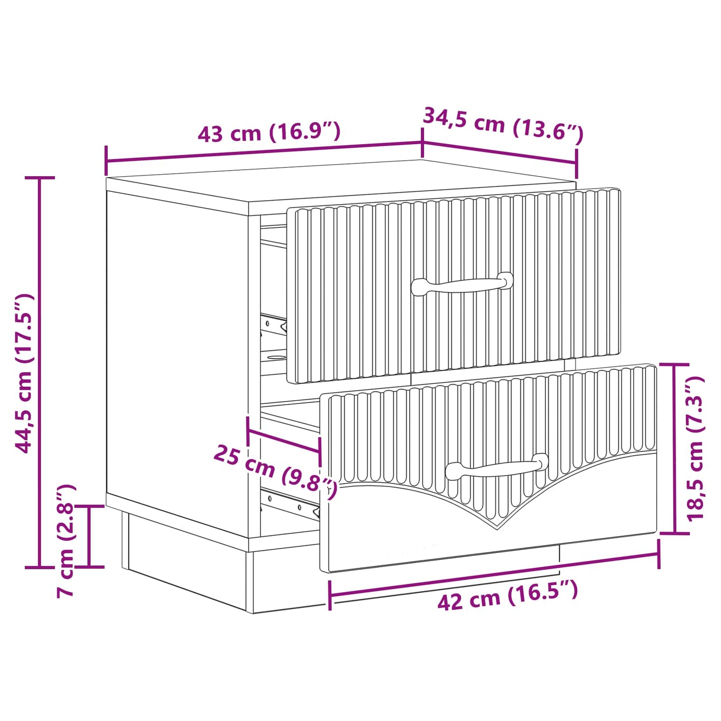 Armadio da Notte 2 pcs Grigio Cemento 43 x 34,5 x 44,5 cm | homemem39