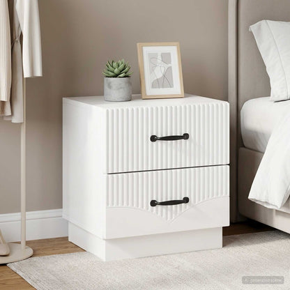 Armadio da Notte 2 pz Bianco Lucido 43 x 34,5 x 44,5 cm