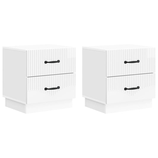 Armadio da Notte 2 pcs Bianco Lucido 43 x 34,5 x 44,5 cm | homemem39