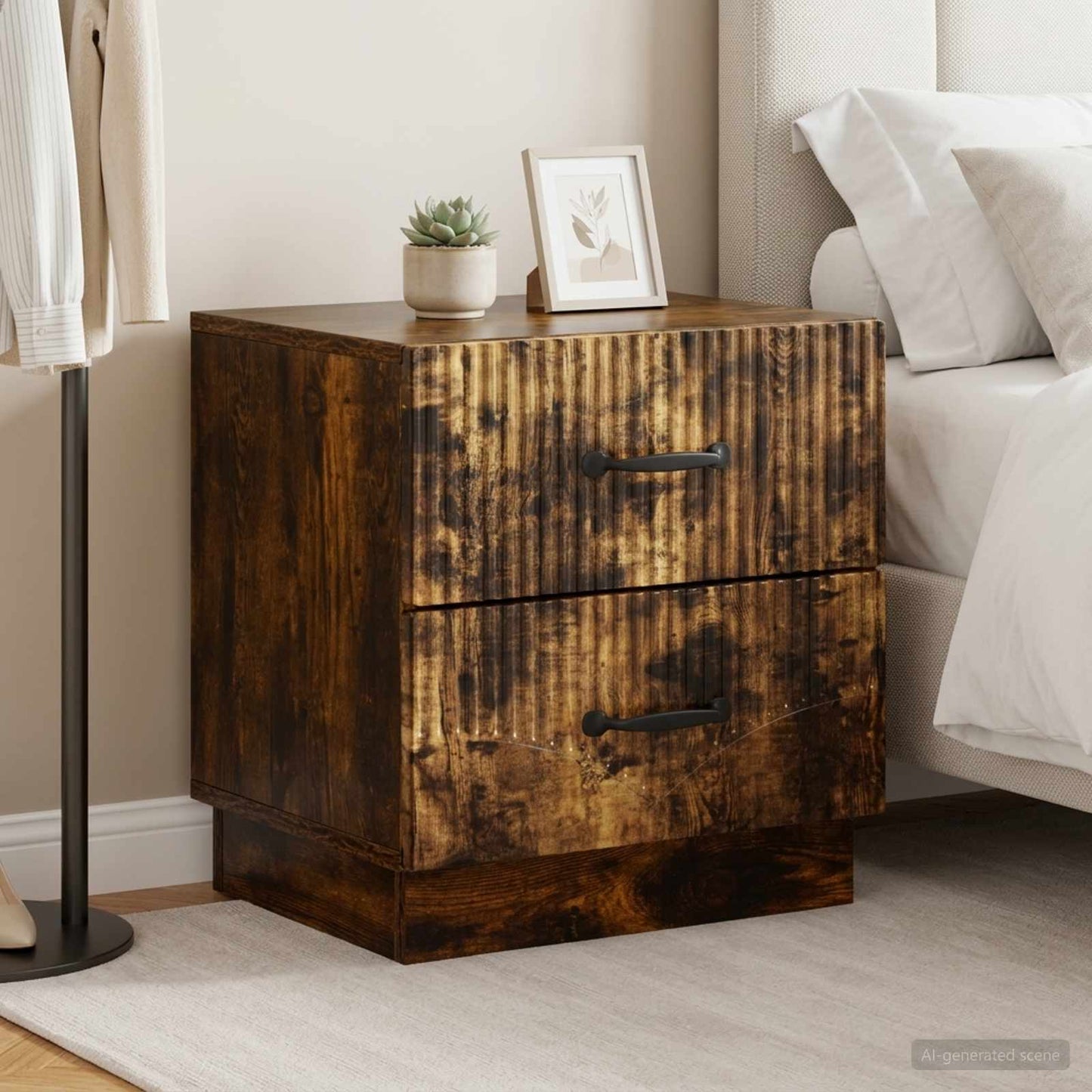 Armadio da Notte 2 pz Rovere Fumo 43 x 34,5 x 44,5 cm