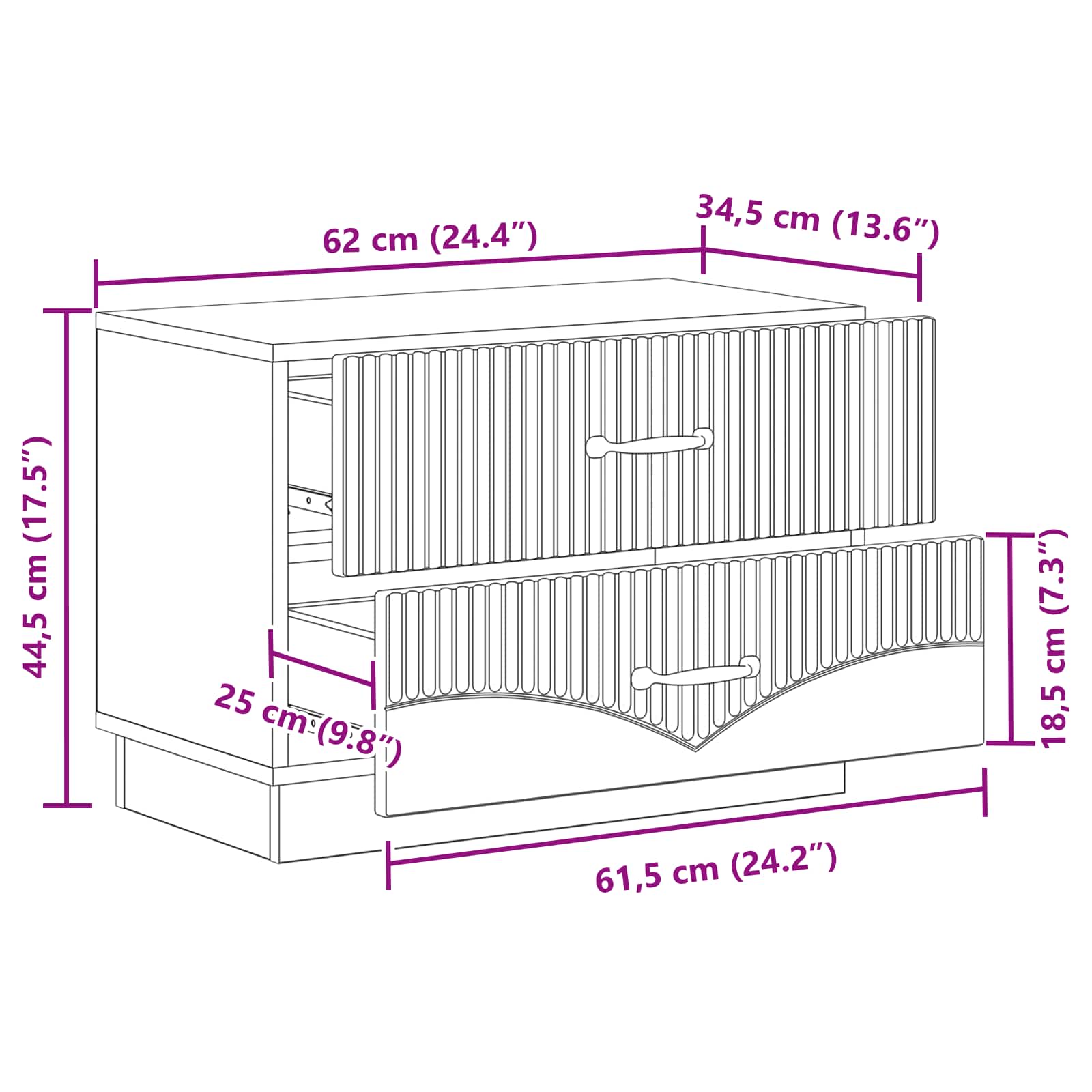 Armadio da Notte Rovere Artigianale 62 x 34,5 x 44,5 cm | homemem39