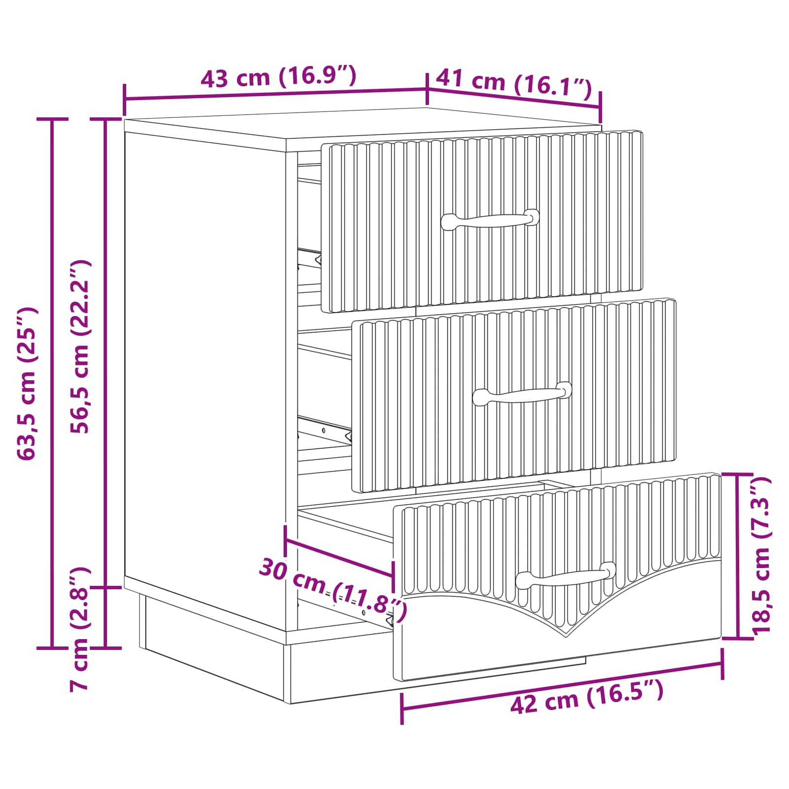 Armadio da Notte Nero 43 x 41 x 63,5 cm Legno ingegnerizzato | homemem39