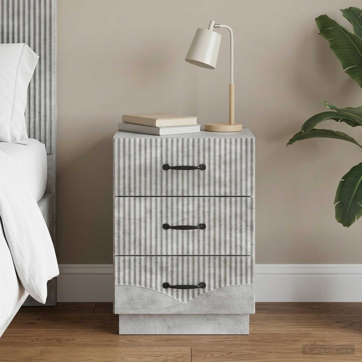 Armadio da Notte con cassetto Grigio Cemento 43 x 41 x 63,5 cm