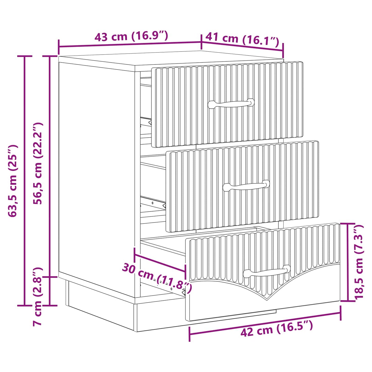 Armadio da Notte con cassetto Bianco Lucido 43 x 41 x 63,5 cm | homemem39