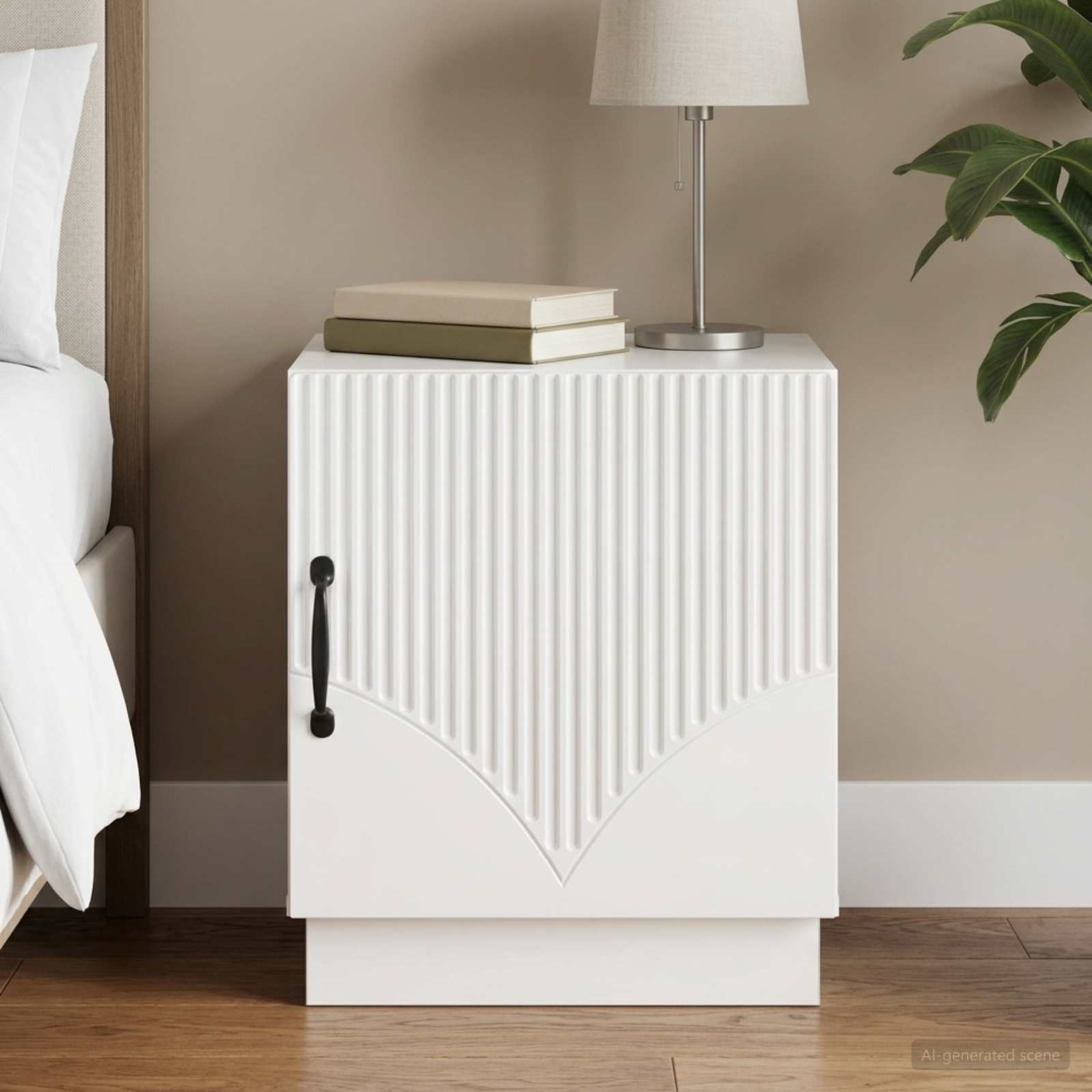 Comodino Bianco Lucido 43 x 34,5 x 47 cm Legno ingegnerizzato | homemem39
