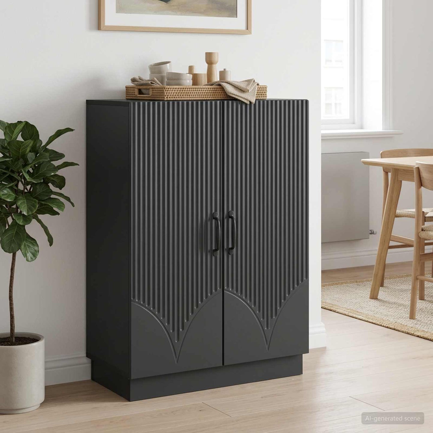 Credenza Nero 66 x 34,5 x 87 cm Legno ingegnerizzato