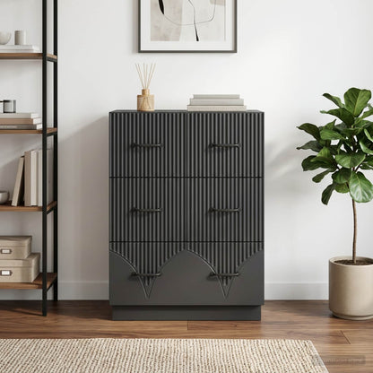 Mobile con Cassetti Nero 66 x 34,5 x 87 cm Legno ingegnerizzato