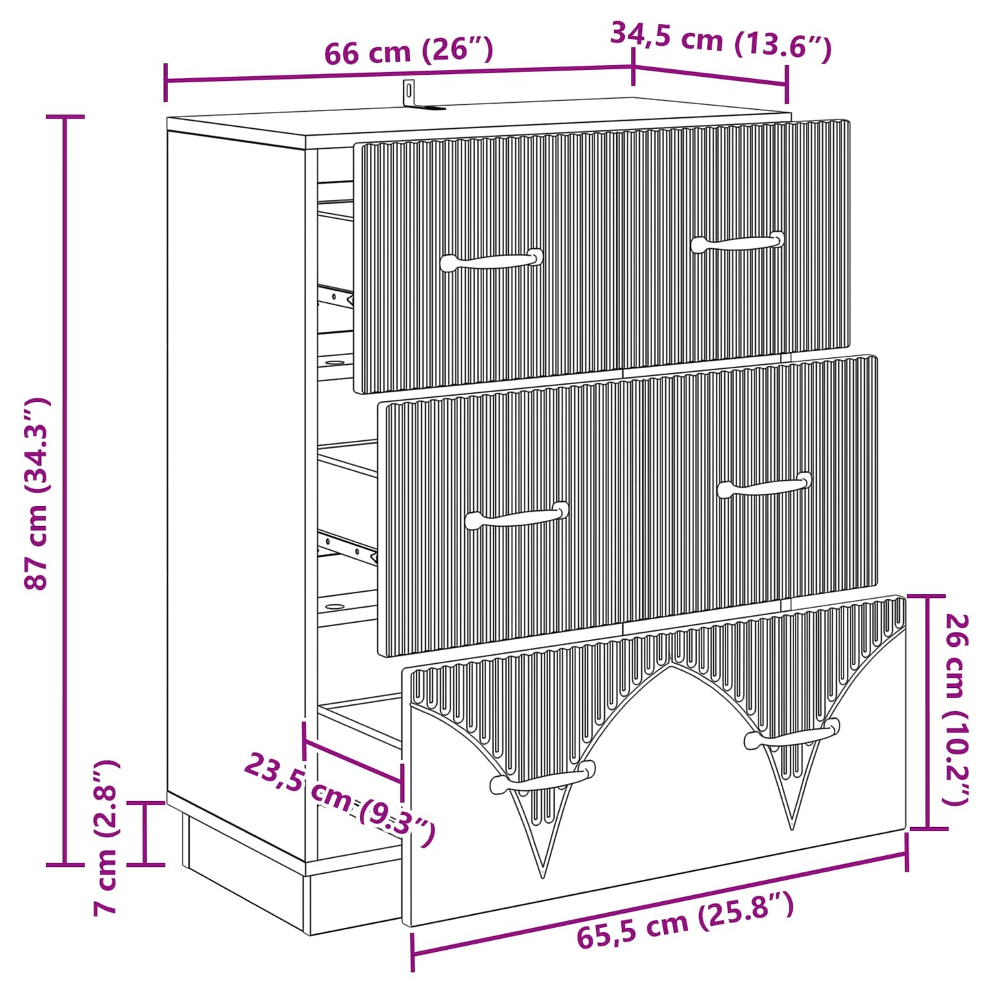 Mobile con Cassetti Rovere Fumo 66 x 34,5 x 87 cm | homemem39