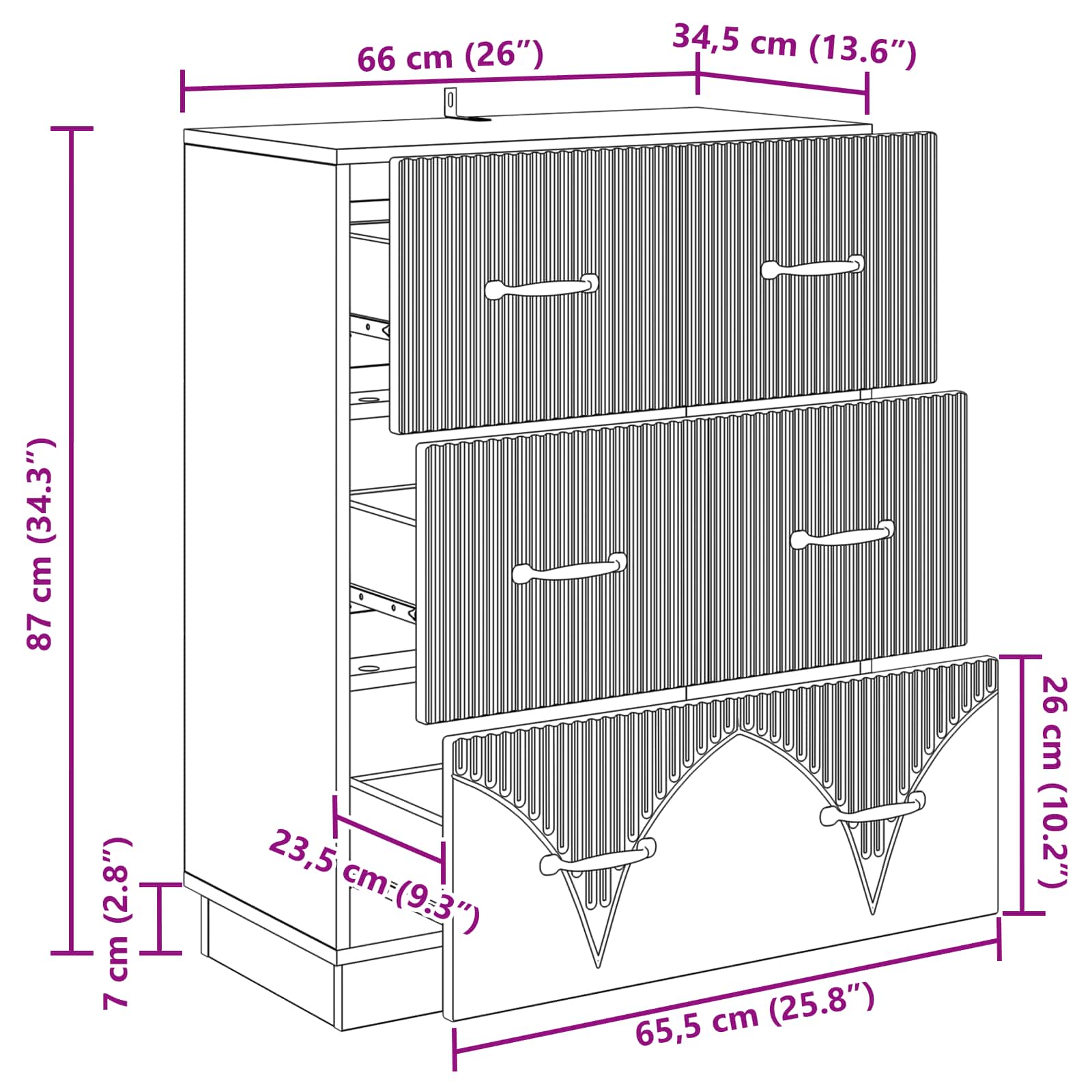 Mobile con Cassetti Rovere Fumo 66 x 34,5 x 87 cm | homemem39