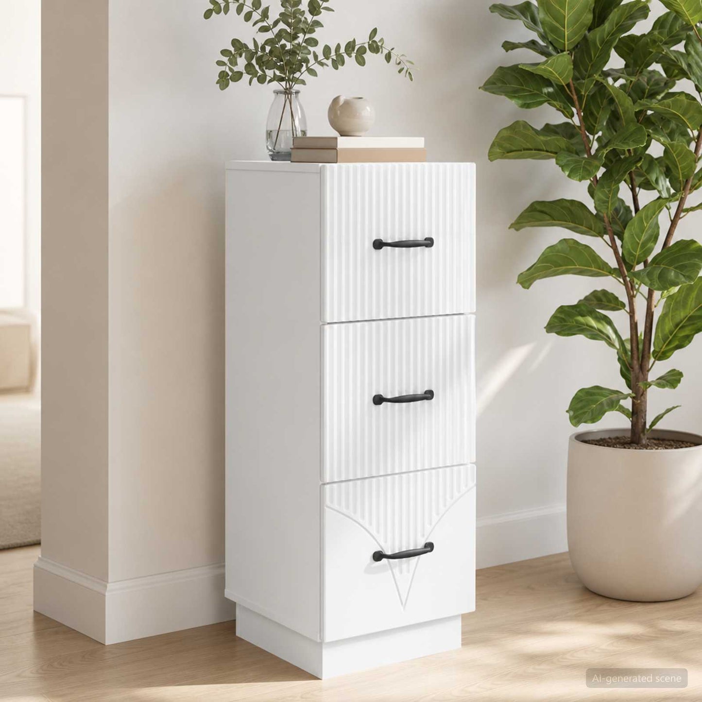 Mobile con Cassetti Bianco Lucido 33 x 34,5 x 87 cm