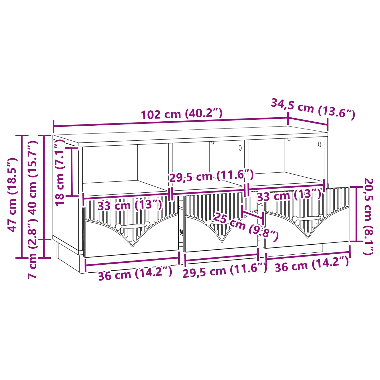 Mobile TV Rovere Fumo 102 x 34,5 x 47 cm Legno ingegnerizzato | homemem39