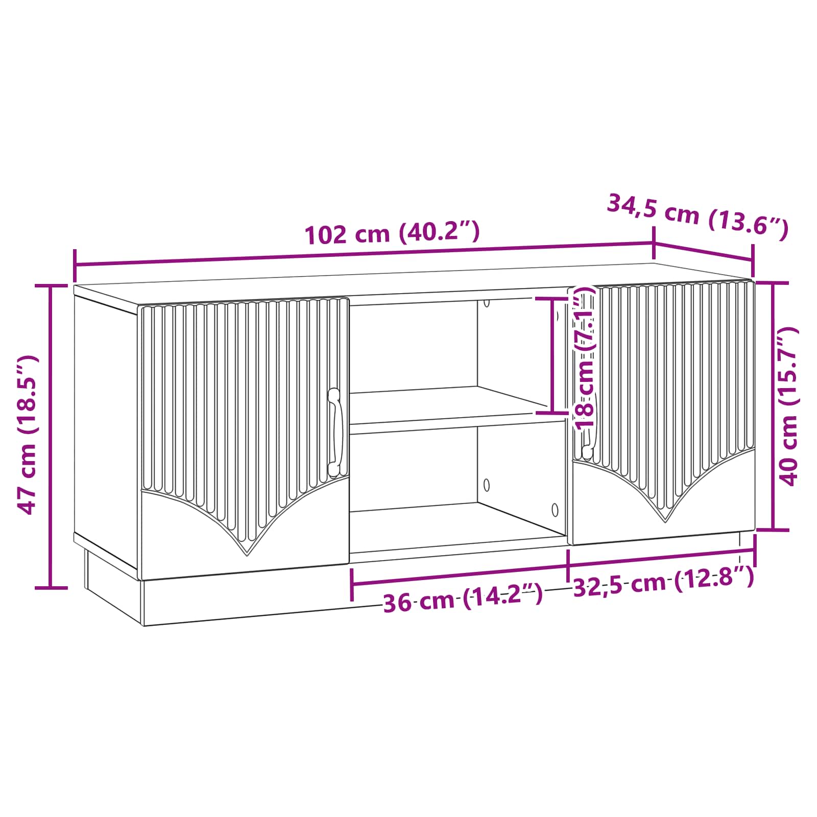 Mobile TV Nero 102 x 34,5 x 47 cm Legno ingegnerizzato | homemem39
