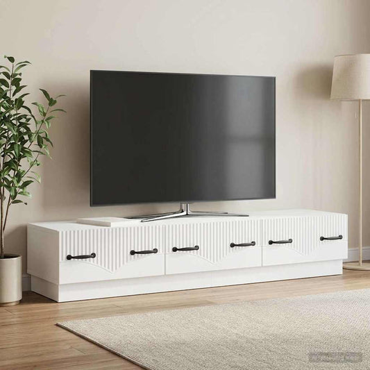 Mobile TV Bianco Lucido 147 x 34,5 x 27 cm Legno ingegnerizzato