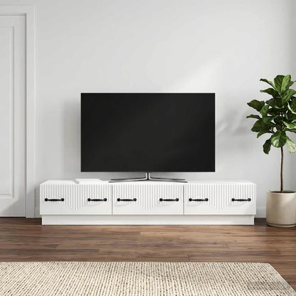 Mobile TV Bianco Lucido 147 x 34,5 x 27 cm Legno ingegnerizzato