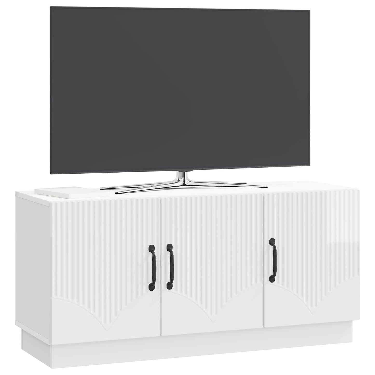 Mobile TV Bianco Lucido 99 x 34,5 x 47 cm Legno ingegnerizzato