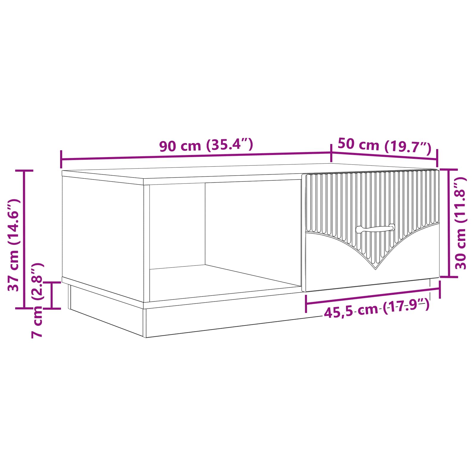 Tavolino da salotto Rovere Sonoma 90 x 50 x 37 cm | homemem39