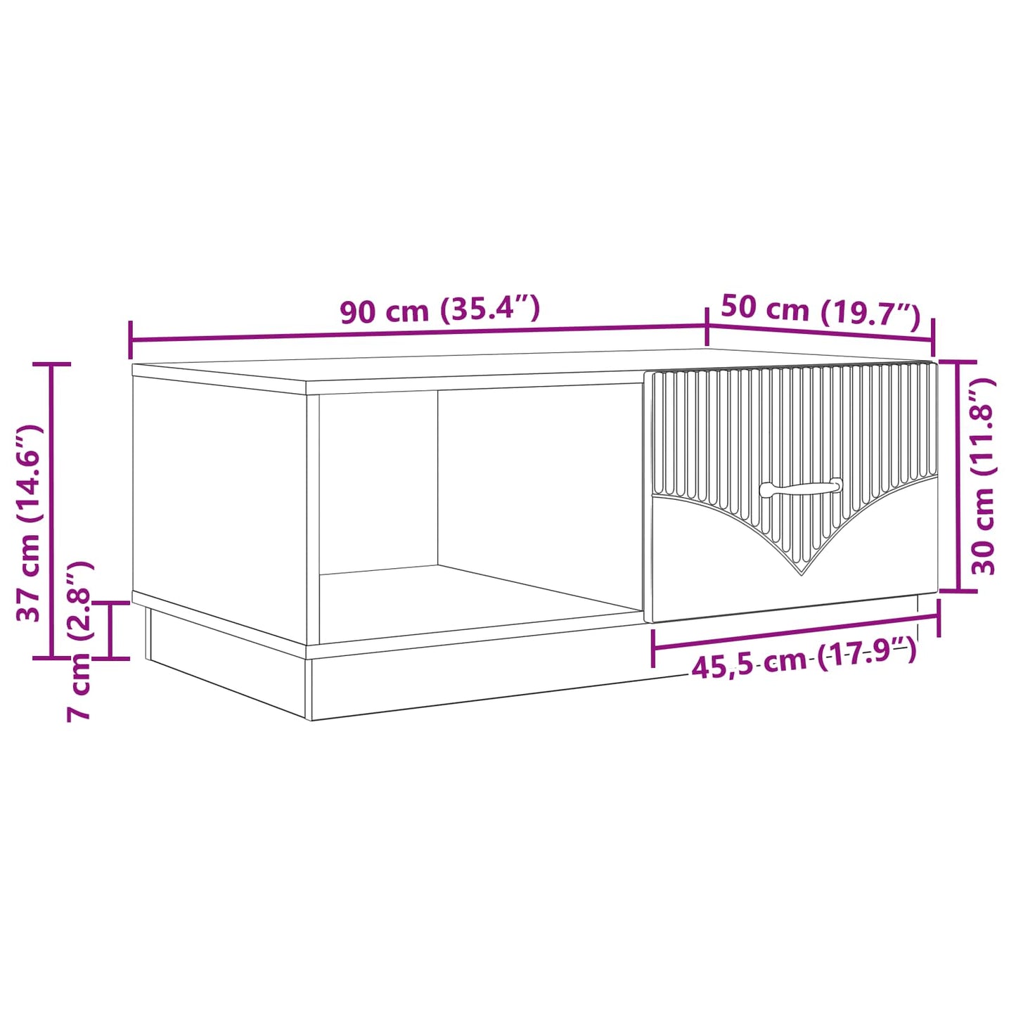 Tavolino da salotto Grigio Cemento 90 x 50 x 37 cm | homemem39