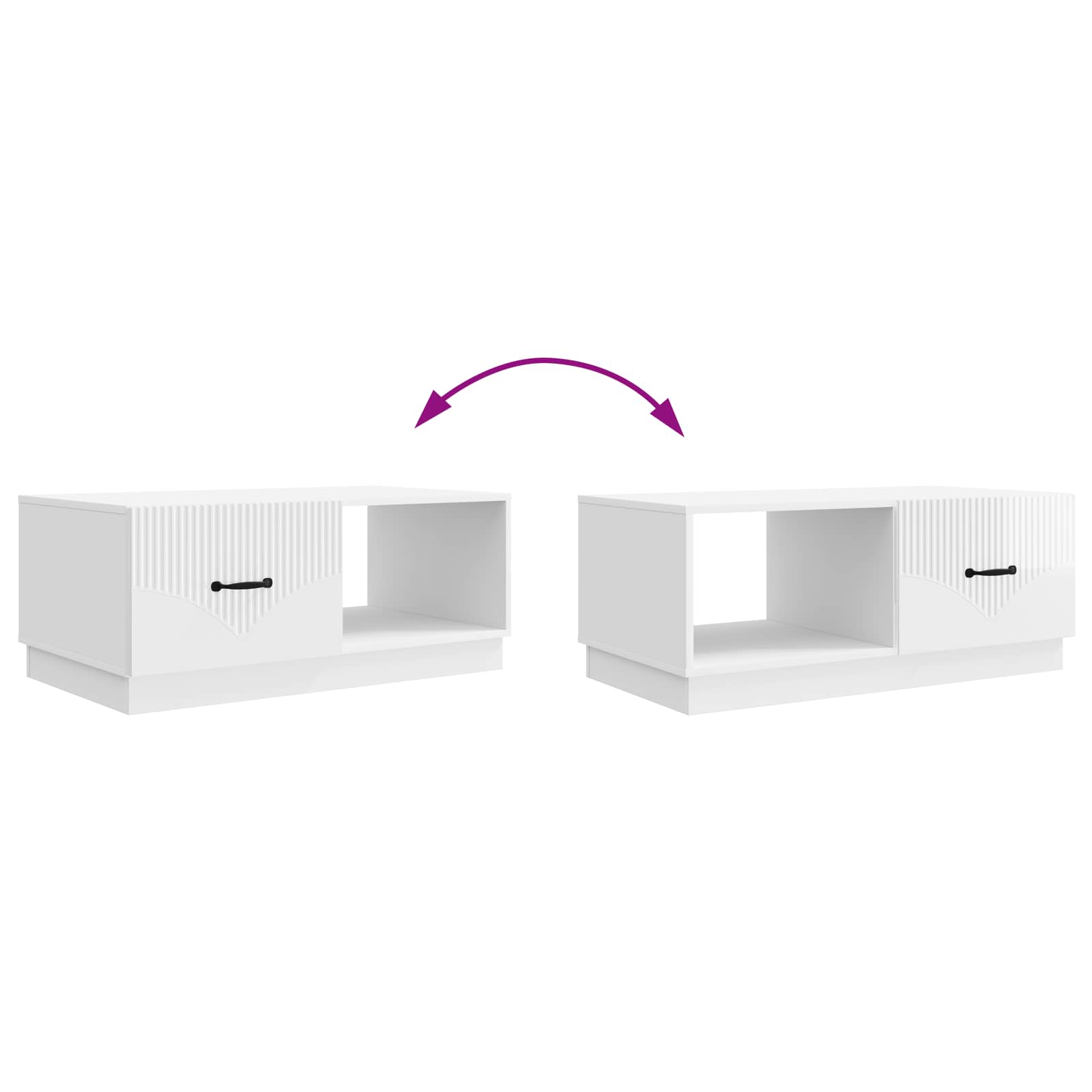 Tavolino da salotto Bianco Lucido 90 x 50 x 37 cm | homemem39