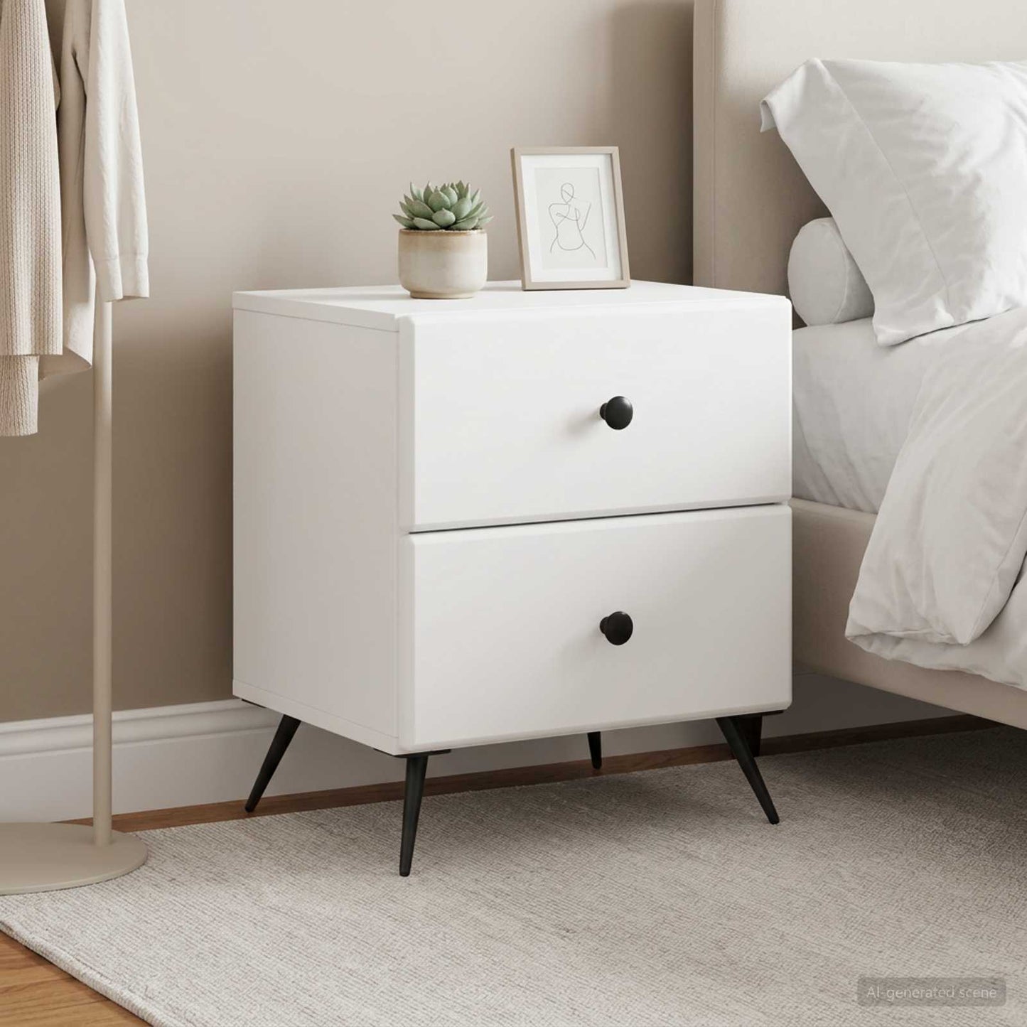 Armadio da Notte 2 pz Bianco 43 x 34,5 x 47,5 cm