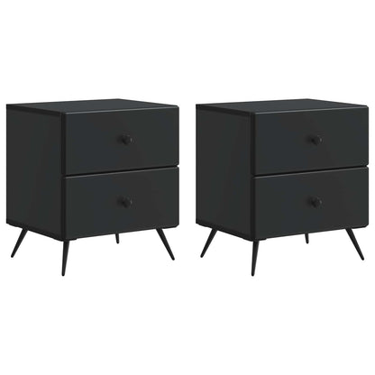 Armadio da Notte con cassetto 2 pcs Nero 43 x 34,5 x 47,5 cm | homemem39