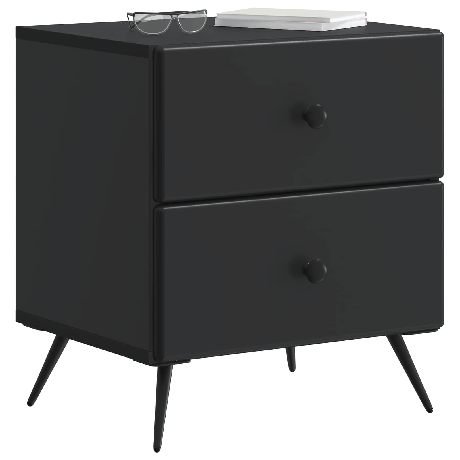 Armadio da Notte con cassetto 2 pcs Nero 43 x 34,5 x 47,5 cm | homemem39