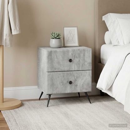 Armadio da Notte 2 pz Grigio Cemento 43 x 34,5 x 47,5 cm
